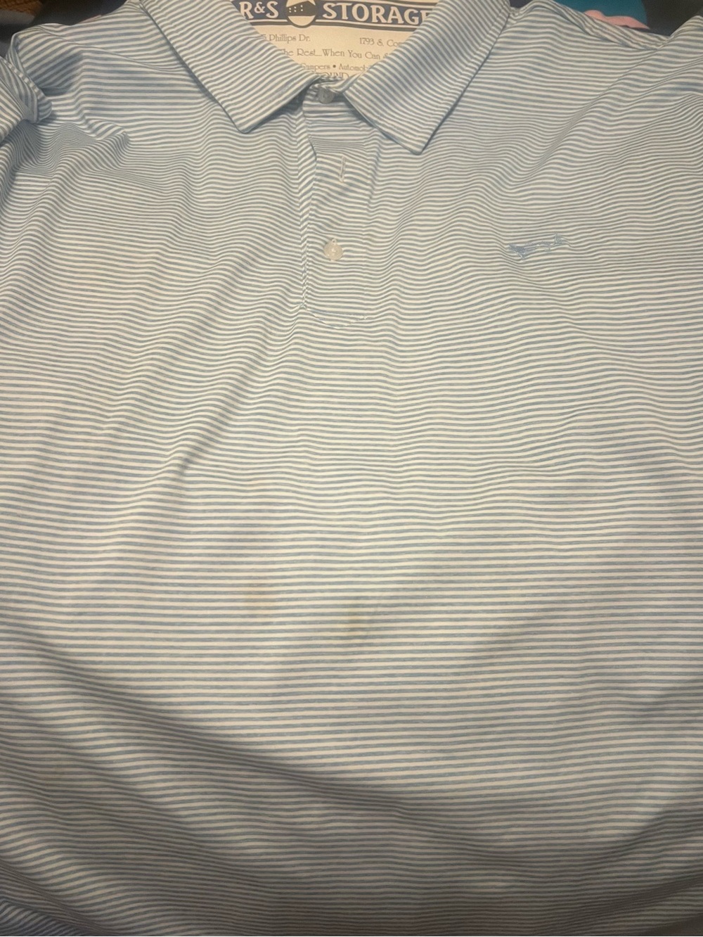 Light Blue and White Striped Men’s Polo Shirt